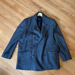 Merona Mens Large Nautical Wool Gray Peacoat